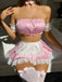50er Trägerloses Dessous-Set mit Gingham und Spitze
