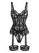 70er Dessous-Set mit Strumpfhalter-Teddy aus Blumenspitze