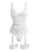 70er Dessous-Set mit Strumpfhalter-Teddy aus Blumenspitze