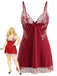 [Übergröße] 50er Nachtkleid mit Spitzen-Mesh und Schleife