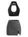 60er Schlafanzug-Set mit Streifen und Neckholder