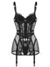 50er Dessous-Set mit transparenter Spitze und Strumpfhalter-Chemise