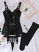 50er Dessous-Set mit transparenter Spitze und Strumpfhalter-Chemise