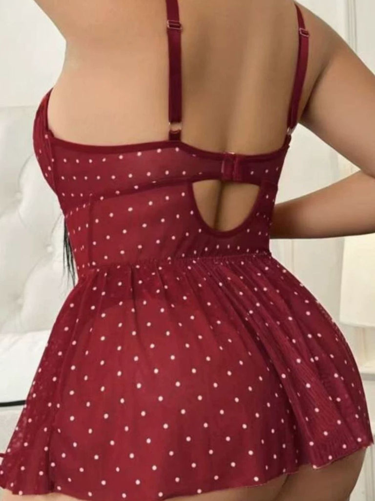 [Übergröße] 50er Strapsdessous mit Punkten, Spitze und Cut-outs