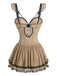 Khaki 50er Babydoll-Nachtkleid mit Polka-Dots und Spaghettiträgern