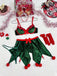 Grünes 60er Weihnachtselfen-Dessous-Set