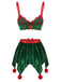 Grünes 60er Weihnachtselfen-Dessous-Set