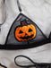 Schwarzes 40er Halloween-Dessous-Set mit Mesh und Plüsch-Kürbissen
