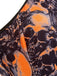 Oranges 50er Halloween Neckholder-Dessous-Set mit Totenkopf und Ketten