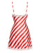Rotes & weißes 60er Weihnachts-Nachtkleid mit Streifen und Spitze