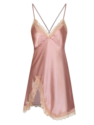 Rosa 1950er Spitze Patchwork Hosenträger Nachtwäsche