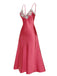 Lila 1930er Bestickt Kunstsatin Riemen Nachthemd