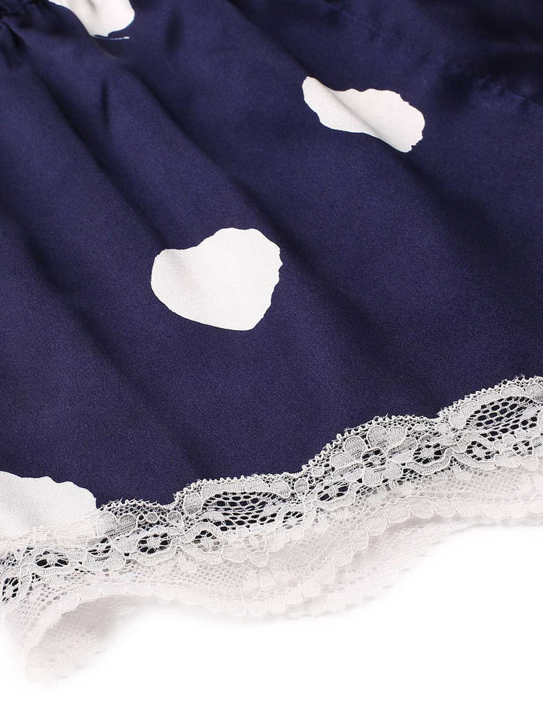 1950er Polka Punkt Spitze Unterhemd Nachtwäsche