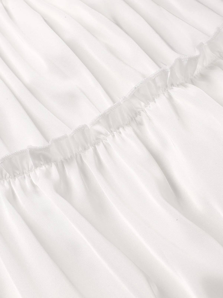 1950er Solid Wrinkle Falten Spaghetti Träger Nachthemd