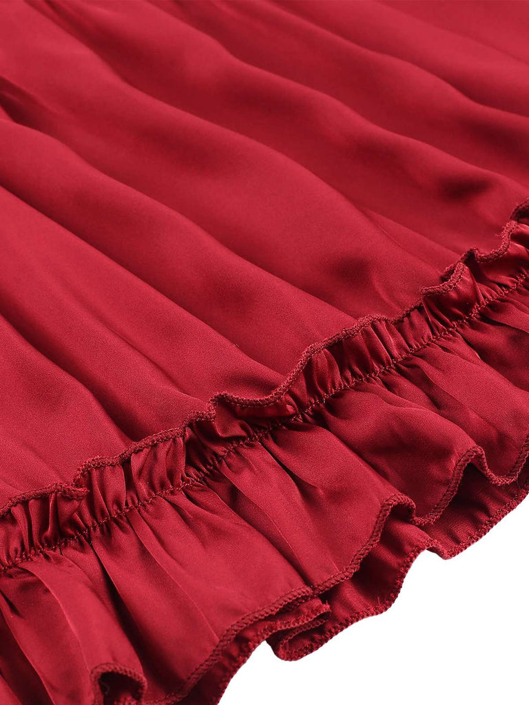 1950er Solid Wrinkle Falten Spaghetti Träger Nachthemd