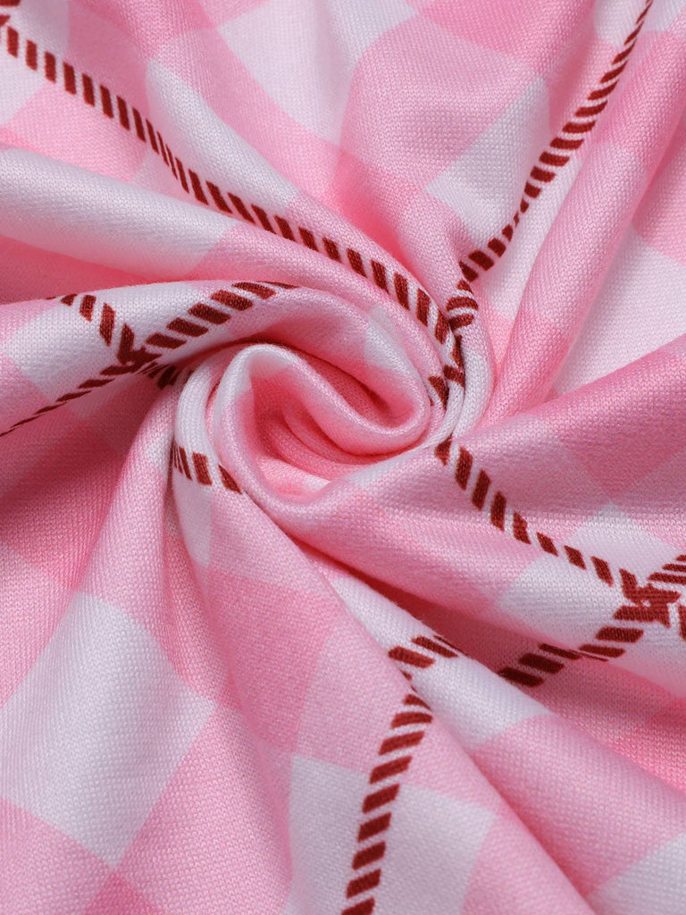 Rosa 1970er Babymädchen Tank Oberteil & Kariert Shorts Pyjama