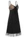 Schwarz 1950er Heart Dots Mesh Bow Nightgown