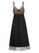 Schwarz 1950er Heart Dots Mesh Bow Nightgown