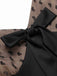 Schwarz 1950er Heart Dots Mesh Bow Nightgown