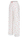 Weiß 1970er Herz Bogen Lange Ärmel Pyjama-Set