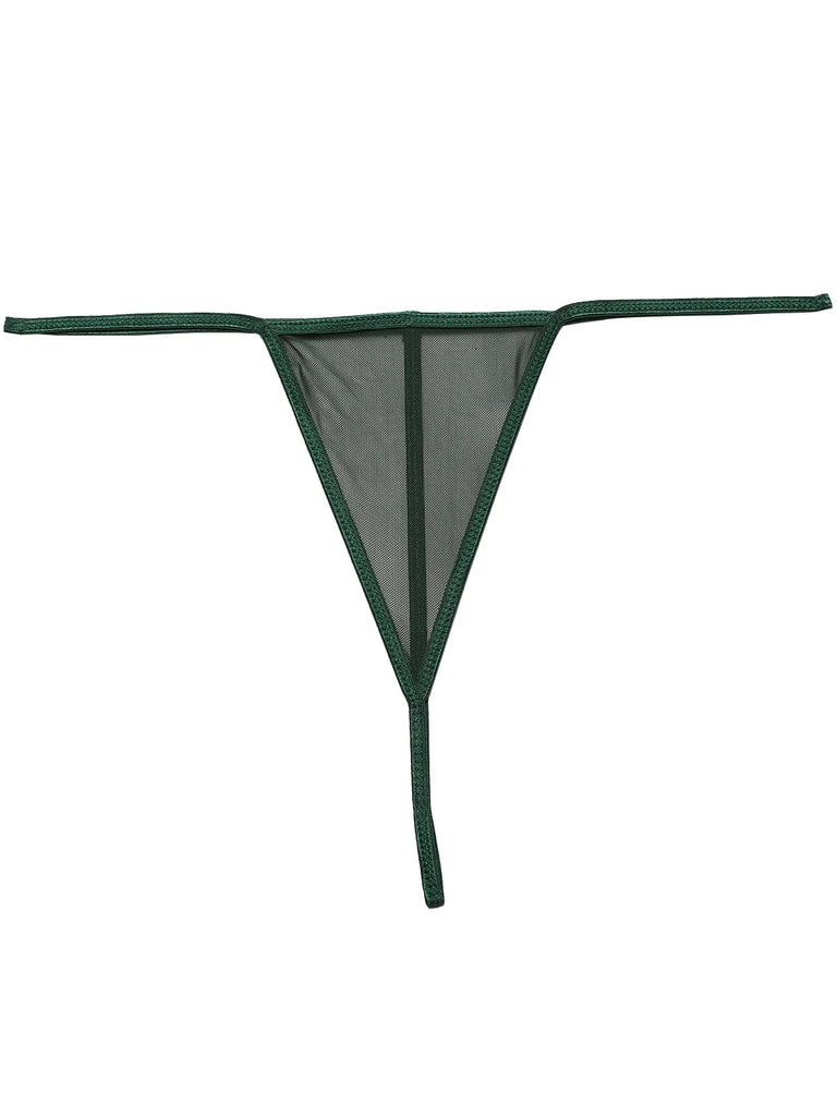 Grün 1960er Spaghetti Träger Spitze Transparent Nachthemd