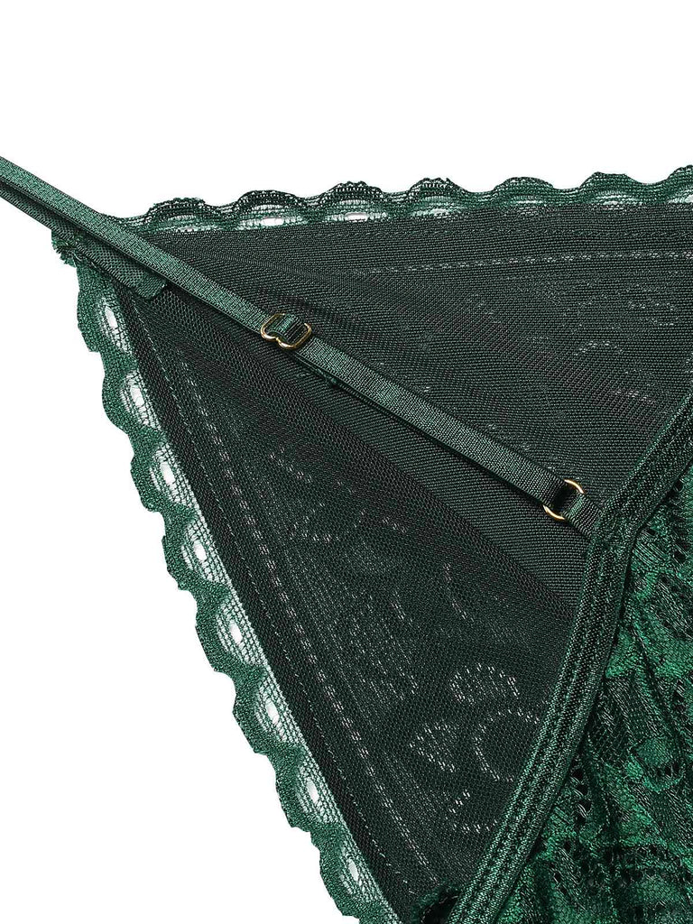 Grün 1960er Spaghetti Träger Spitze Transparent Nachthemd