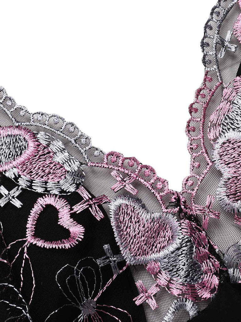 1960er Spitze Spaghetti Träger Satin Nachthemd