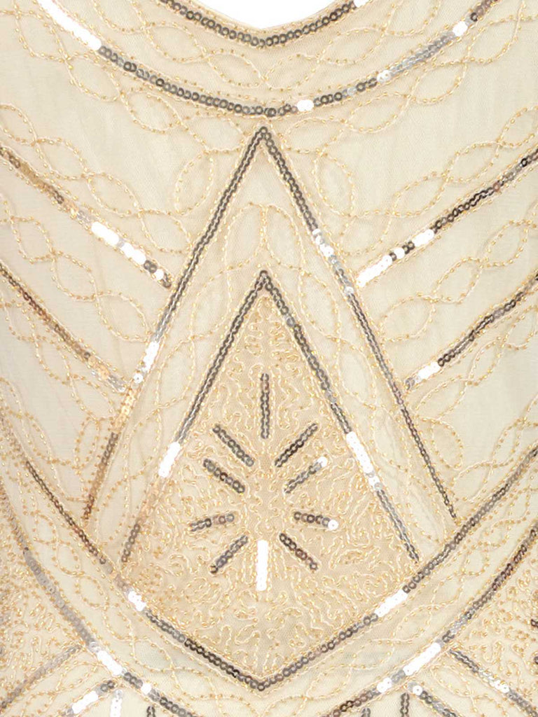APRIKOSE 1920ER PAILLETTEN FRANSEN FLAPPER KLEID MIT PERLEN