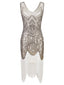 Weiß 1920ER PAILLETTEN FRANSEN FLAPPER KLEID MIT PERLEN