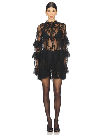 Schwarz 1930er Transparent Spitze Durchsichtig Slip Kleid