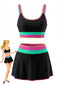 3PCS 1950er Kontrast Zickzack Besatz Tankini Set & Cover-Up