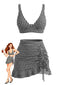 3PCS 1950er Rüschen Saum Kariert Kordelzug Tankini Set
