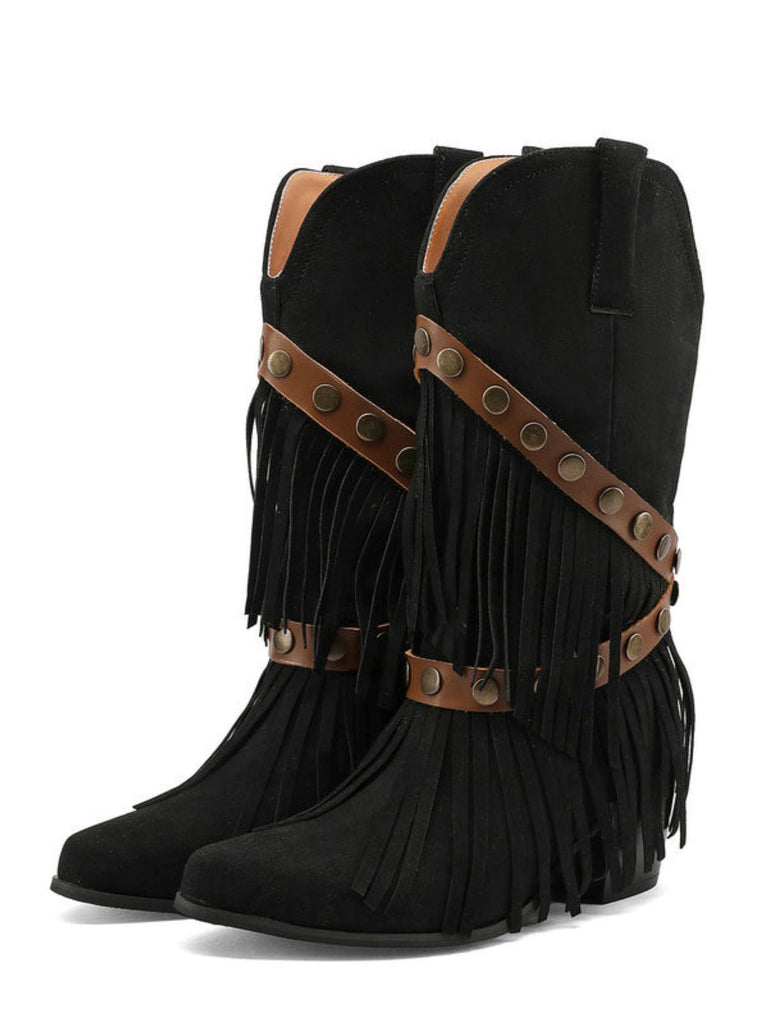 Vintage-Western-Heels aus Denim – Vintage-Schuhe, Retro-Heels
