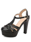 Rund Zehenbereich T-Riemen Klobig Block Absatz Plateau Sandalen