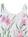 Weiß 1930er U-Ausschnitt Blumen Ärmellos Maxi Kleid