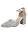 Elegante Vintage-Pumps mit spitzer Zehenpartie, funkelndem Glitzerfinish und bequemen Blockabsätzen, perfekt für Hochzeiten und formelle Anlässe