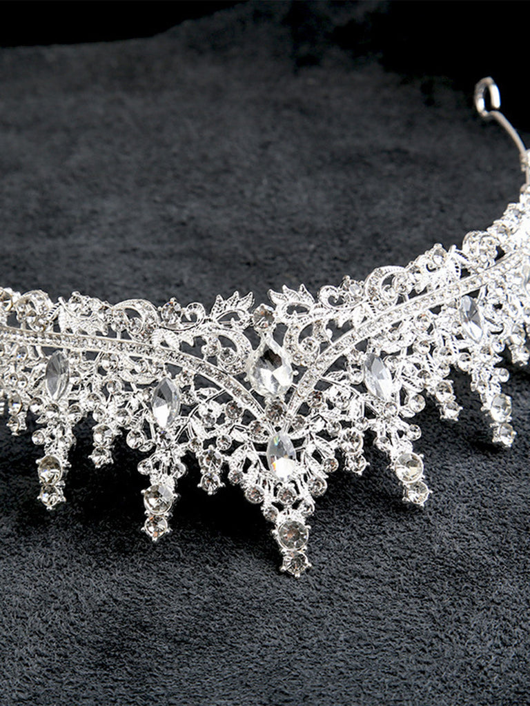 Silbernes Vintage Kronen-Haarband mit Strass