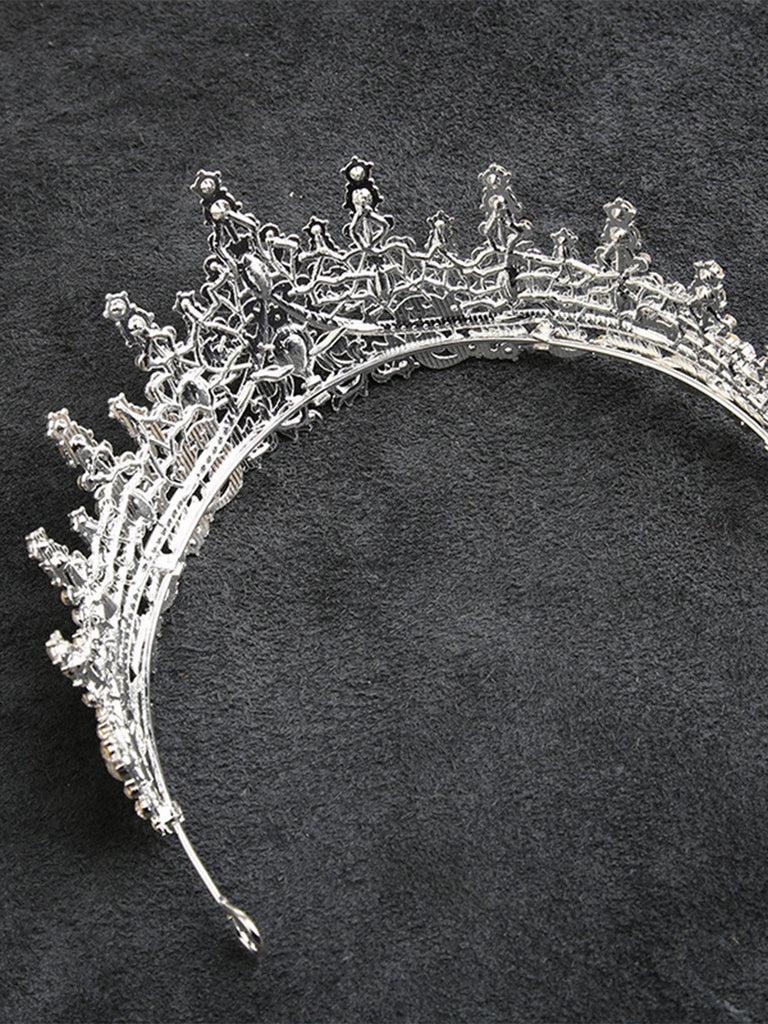 Silbernes Vintage Kronen-Haarband mit Strass