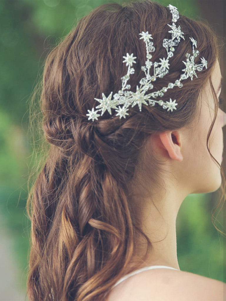 Silbere Haarspange mit Stern und Strass