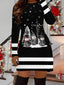 Schwarz 1960er Santa Schneemann Stricken Kleid