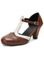 Zweifarbige Pumps im Mary-Jane-Stil mit Blockabsatz und T-Riemen