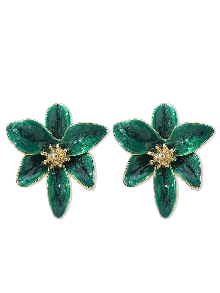 Vintage Emaille Lilie Blume Zucht Ohrringe