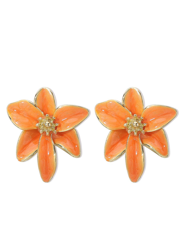 Vintage Emaille Lilie Blume Zucht Ohrringe