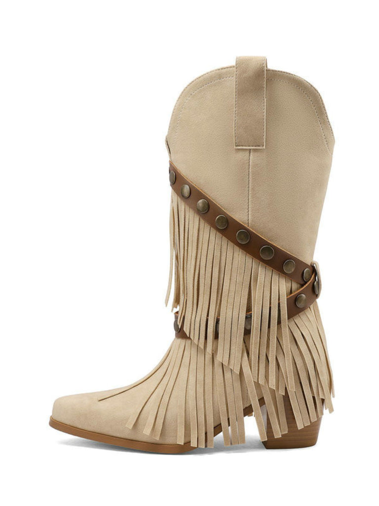 Vintage-Western-Heels aus Denim – Vintage-Schuhe, Retro-Heels
