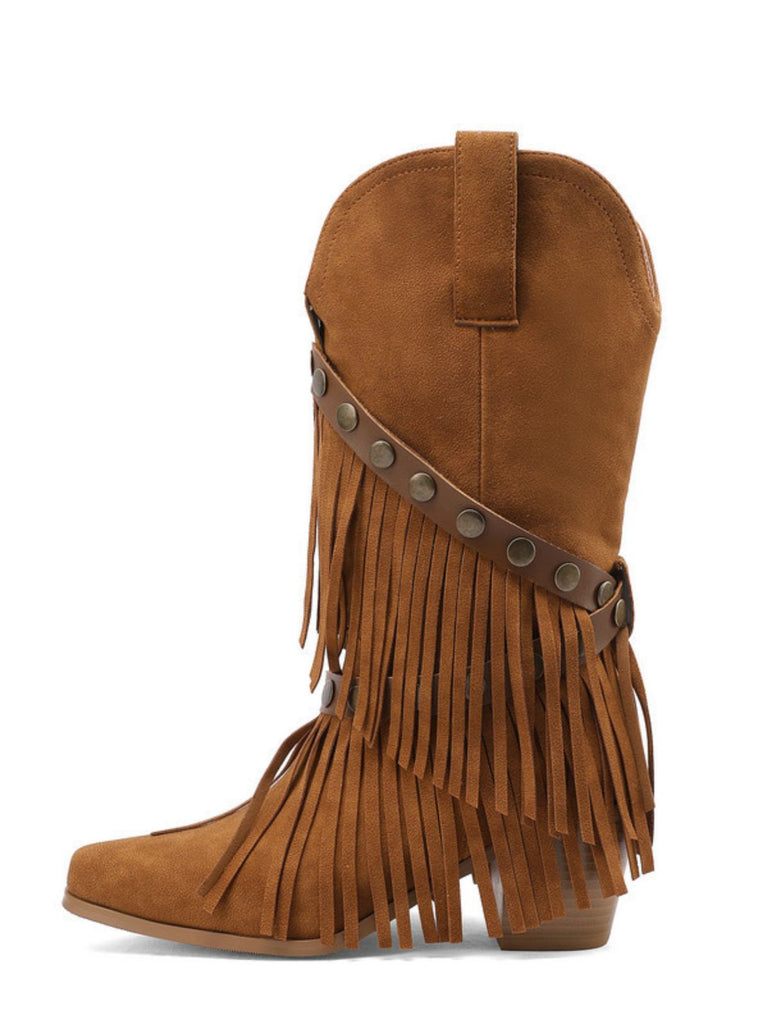 Vintage-Western-Heels aus Denim – Vintage-Schuhe, Retro-Heels