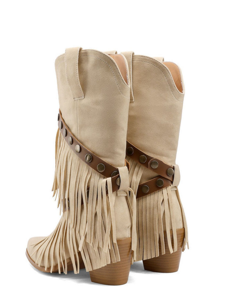 Vintage-Western-Heels aus Denim – Vintage-Schuhe, Retro-Heels