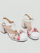 Vintage Mary Jane Sandalen mit floralem Muster, Schleife, runder Zehenpartie und T-Riemen – Vintage-Mode, Retro-Stil