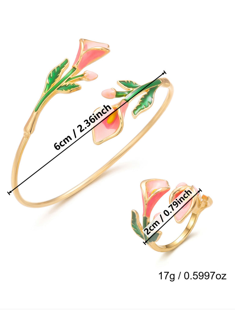 Vintage Armband mit Blumen und Ring