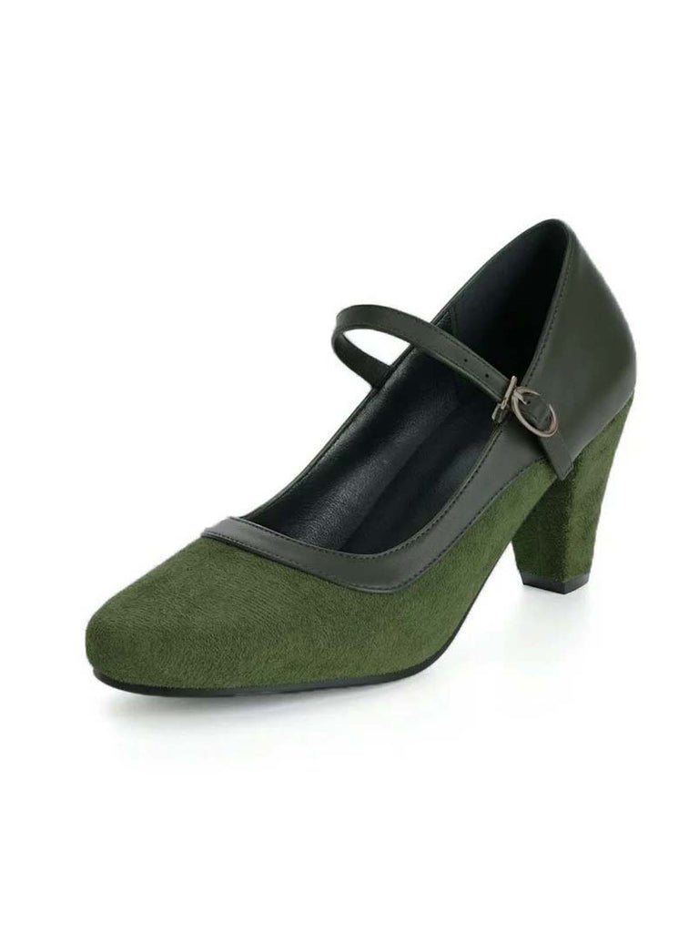 Vintage Pumps mit Spitz und Blockabsatz