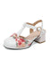 Vintage Mary Jane Sandalen mit floralem Muster, Schleife, runder Zehenpartie und T-Riemen – Vintage-Mode, Retro-Stil